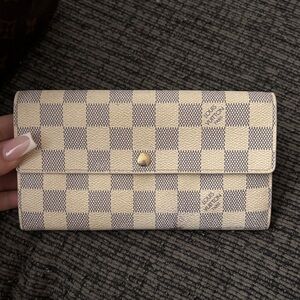 Louis Vuitton Beige and Gray Checkered Wallet